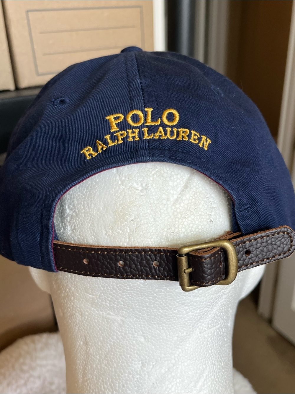 Polo by Ralph Lauren Navy Baseball Cap with Gold Crest Embroidery - Picture 8 of 14